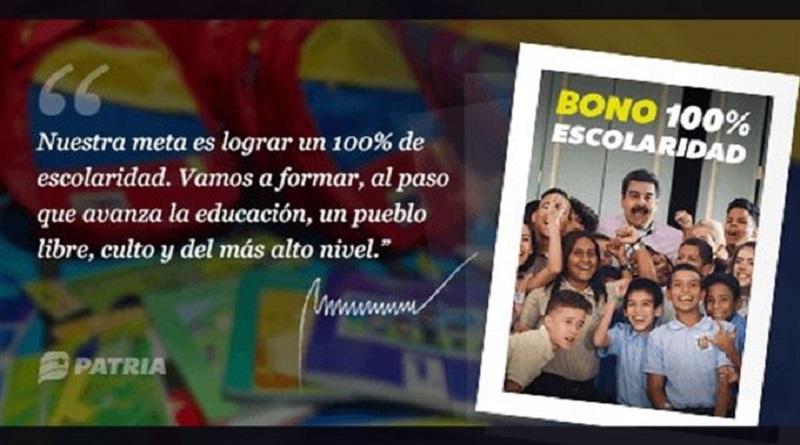 Inicia asignación de Bono 100% Escolaridad mediante el Carnet de la Patria
