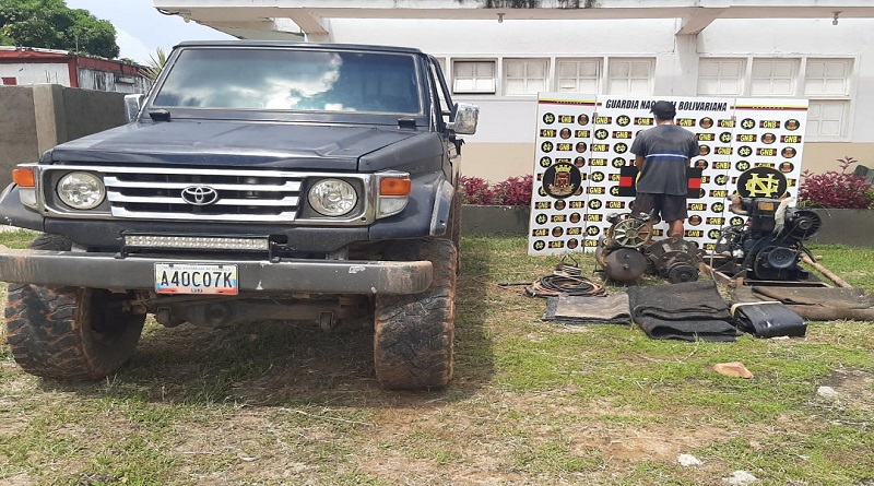 GNB aprehendió a tres ciudadanos con materiales y equipos de minería ilegal en Bolívar