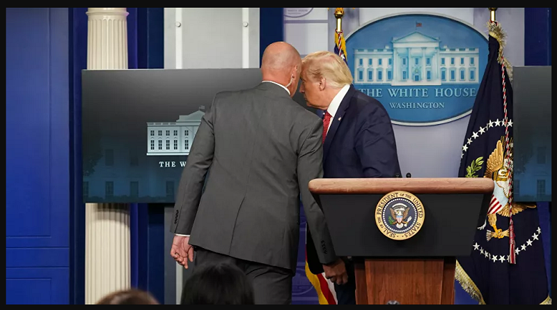 EE.UU. | Trump fue desalojado abruptamente de conferencia de prensa tras disparos en Casa Blanca