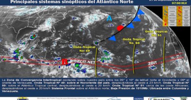 Este domingo se esperan áreas nubladas con lluvias en gran parte del territorio venezolano