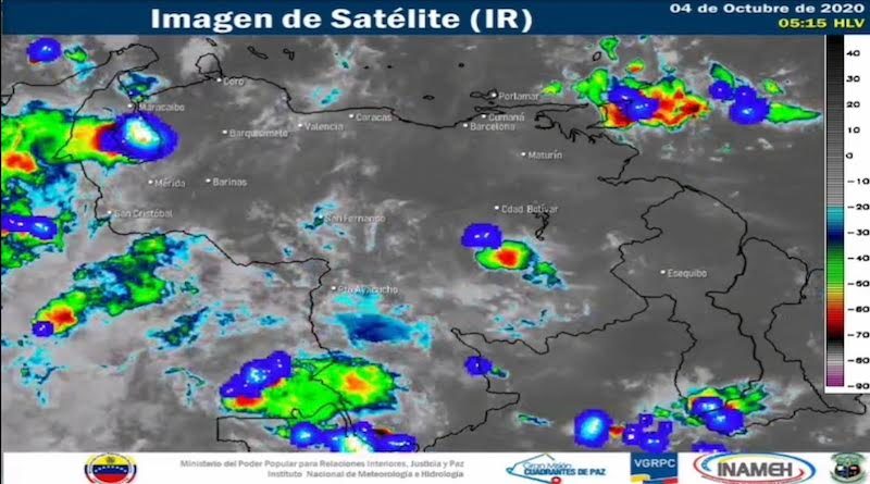 Inameh prevé para este jueves abundante nubosidad de gran desarrollo con lluvias o chubascos en algunas zonas del país