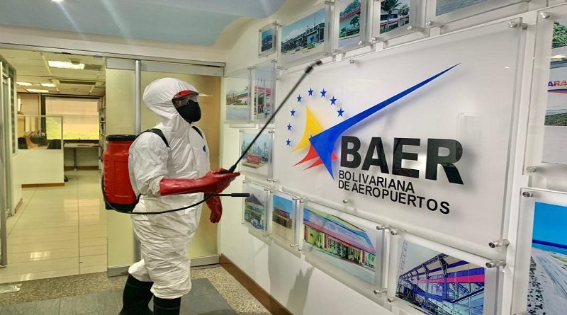 Desinfectan sede administrativa de Bolivariana de Aeropuertos para la prevención del Covid-19