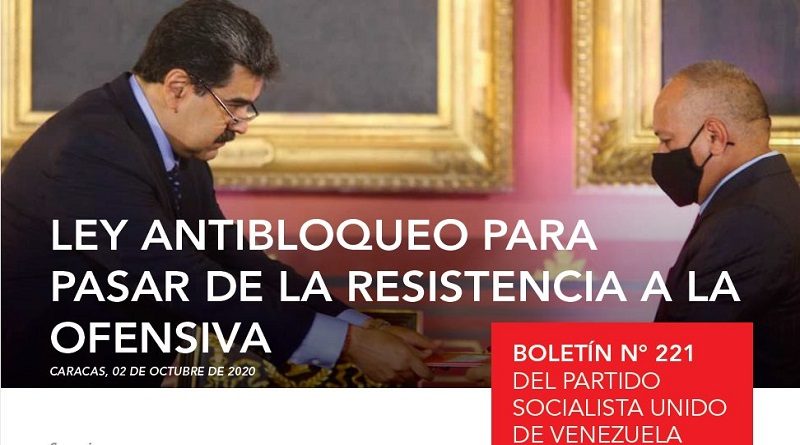 Boletín Informativo del PSUV N° 221 explica la importancia de la Ley Antibloqueo para pasar de la resistencia a la ofensiva