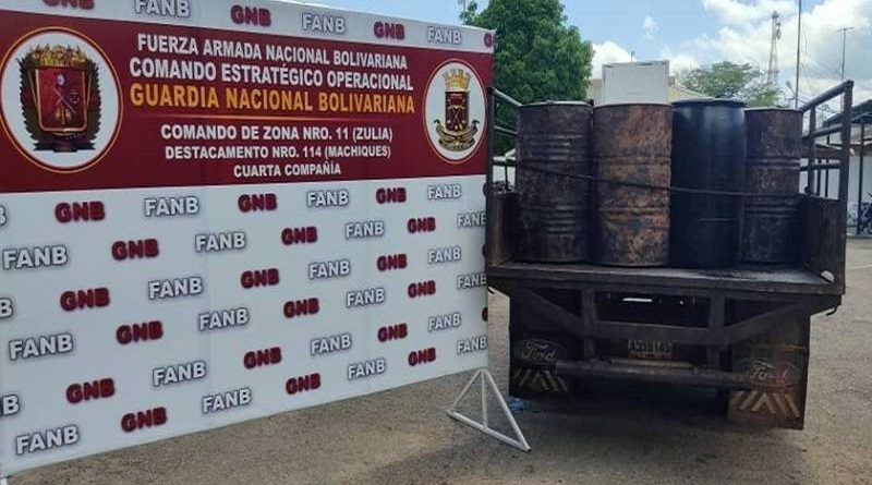 Incautados cerca de 2 mil 800 litros de gasolina en el Zulia