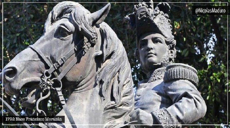 Venezuela conmemora el 228° aniversario del natalicio prócer de Honduras, Gral. Francisco Morazán