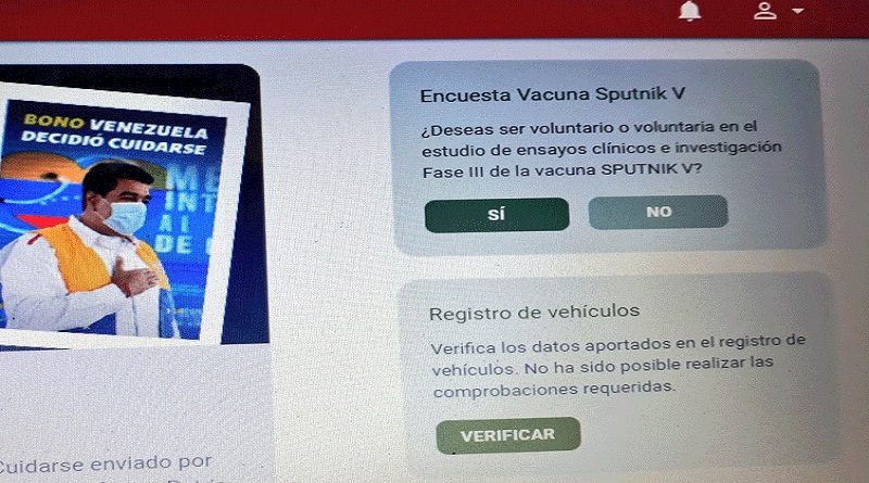 Sistema Patria activó registro de voluntarios para la vacuna Sputnik V
