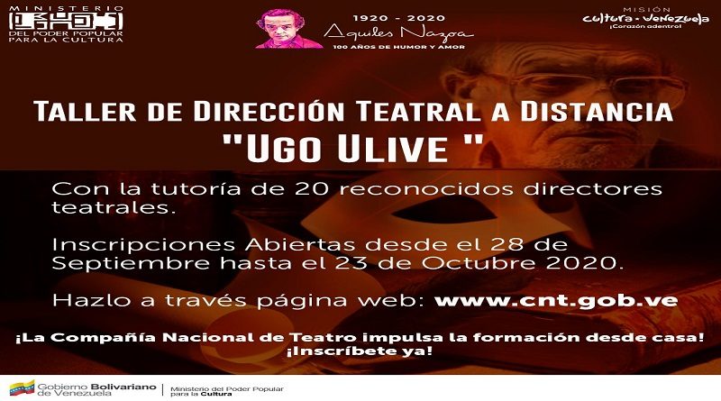 Taller de Dirección Teatral a Distancia “Ugo Ulive” 2020 abre sus inscripciones