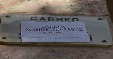 Venezuela agradece a juventudes catalanas por cambiar nombre de calle de Barcelona en España por el de Manuelita Sáenz