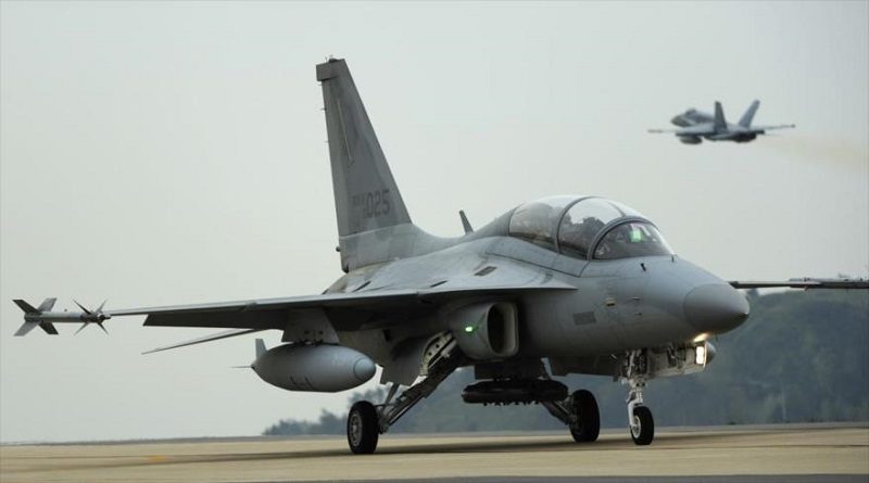 Un caza FA-50 de la empresa surcoreana Industrias Aeroespaciales de Corea (KAI).