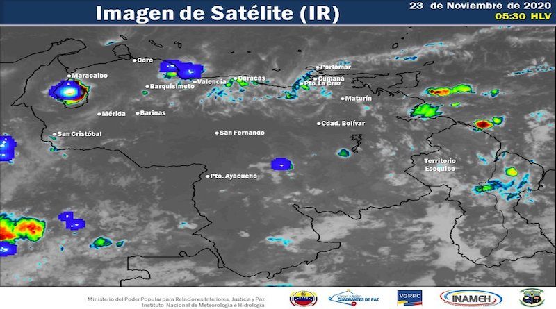 Inameh pronostica lluvias de intensidad variable y lloviznas dispersas en varias zonas del país