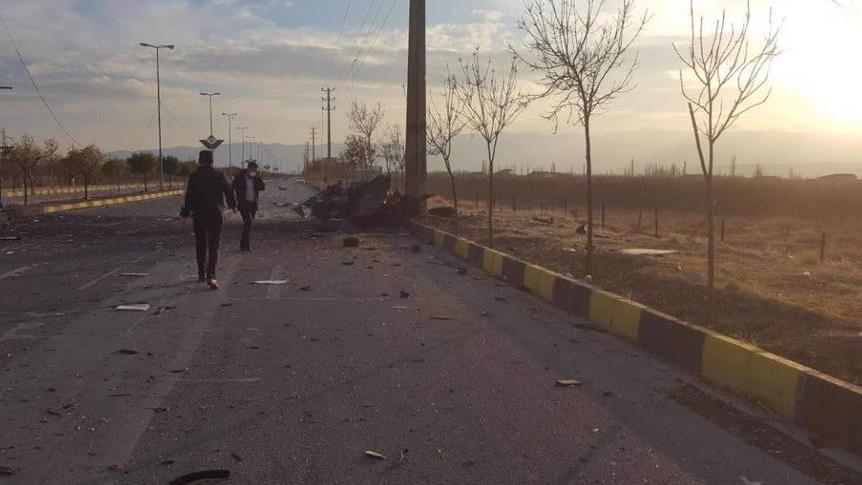 El lugar de un ataque terrorista contra el científico iraní, Mohsen Fajrizade, cerca de Teherán, la capital, 27 de noviembre de 2020.
