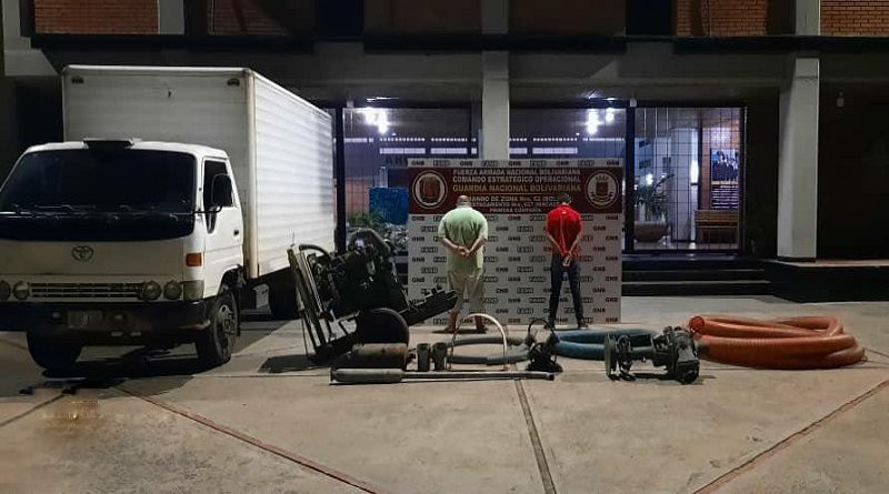 Con materiales y equipos de minería ilegal GNB aprehendió a dos ciudadanos