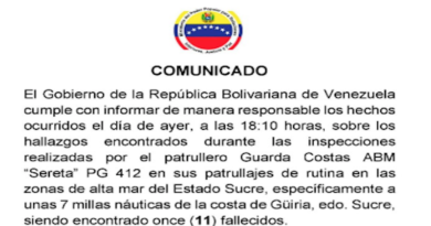 Autoridades venezolanas investigan fallecimiento de 11 personas en Güiria y mantienen vinculaciones con Trinidad y Tobago para esclarecer el hecho