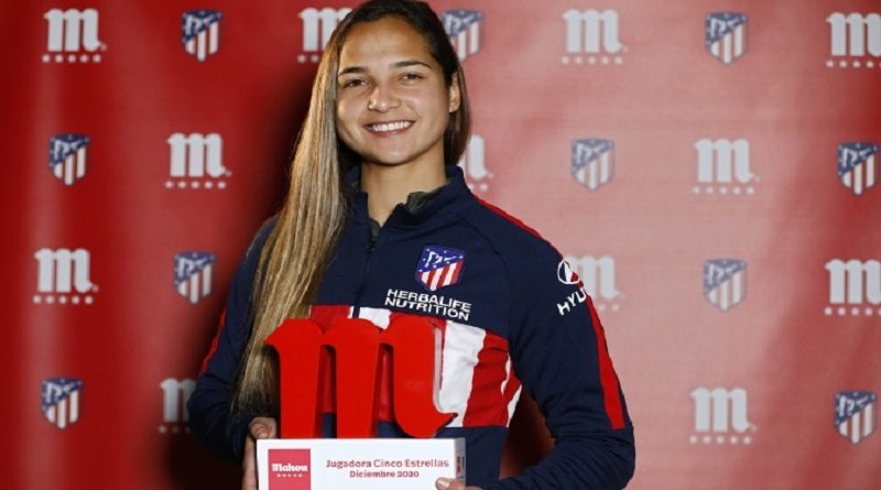 Resultado de imagen para deyna castellanos elegida mejor jugadora del mes de enero en atlético