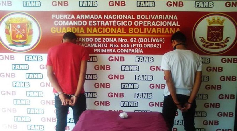 GNB detienen a dos hombres por posesión ilegal de drogas en el municipio Caroní en Bolívar