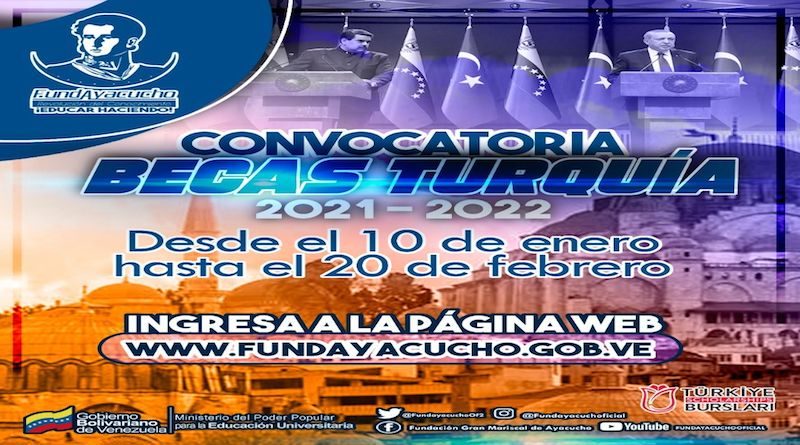Gobierno Bolivariano inicia convocatoria de becas Turquía 2021-2022
