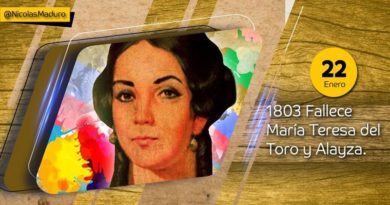 Venezuela rinde tributo a la memoria de María Teresa del Toro y Alayza tras conmemorarse 218 años de su partida física