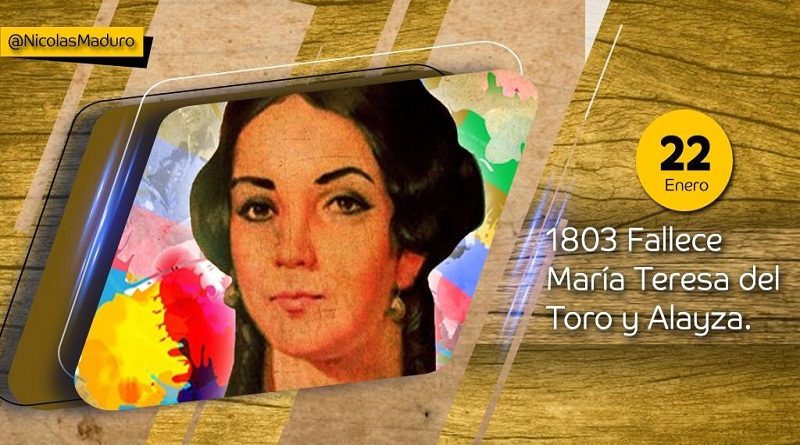Venezuela rinde tributo a la memoria de María Teresa del Toro y Alayza tras conmemorarse 218 años de su partida física