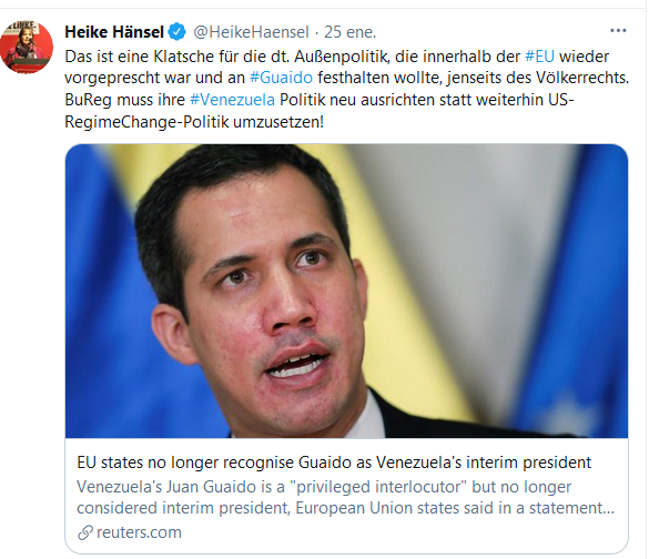 UE | Alemania ya no reconoce como “interino” al autoproclamado golpista Guaidó porque la situación “ha evolucionado”