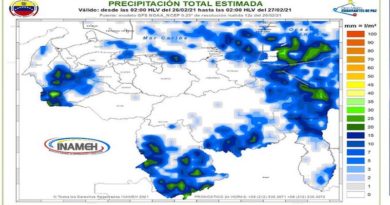 Inameh: Sábado de nubosidad y precipitaciones en varias zonas del país