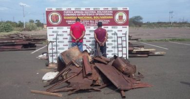 En el estado Bolívar la GNB retiene más 9 toneladas de material ferroso que pretendían ser comercializados