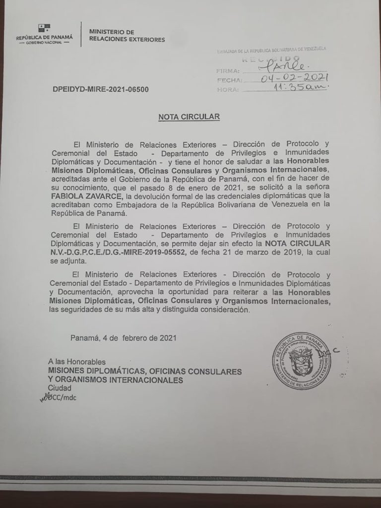 Medios panameños reportan el retiro de las credenciales diplomáticas a Fabiola Zavarce, “embajadora” de Guaidó