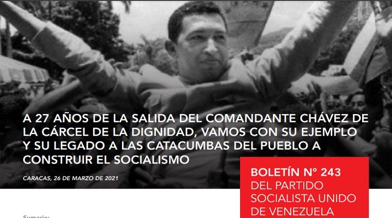 Edición N° 243 del Boletín del PSUV destaca los 27 años de la salida del Comandante Chávez de la cárcel de la Dignidad