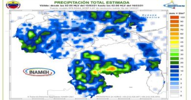 Inameh pronostica abundante nubosidad y precipitaciones de variada intensidad en todo el territorio nacional