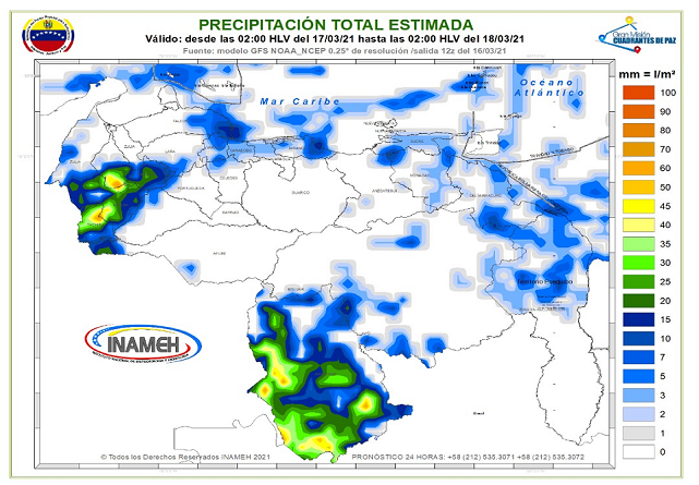 Miércoles de nubosidad y precipitaciones de intensidad variable en varias áreas del país