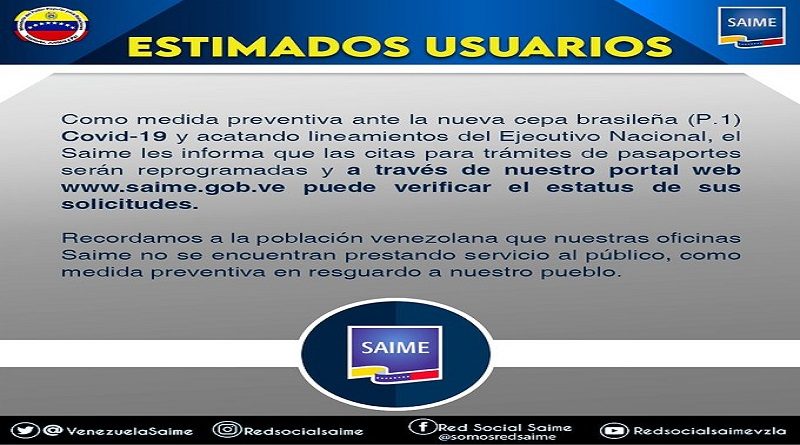 Citas para pasaporte, prórrogas y jornada de cedulación serán reprogramadas en cumplimiento de cuarentena radical