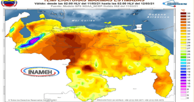 Inameh pronostica para este jueves precipitaciones dispersas en gran parte del país