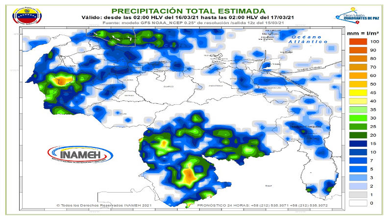 Continúa abundante nubosidad y precipitaciones de variada intensidad en gran parte del territorio nacional