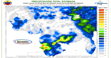 Inameh prevé chubascos para este domingo
