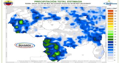 Inameh pronostica lluvias, lloviznas y chubascos en parte del país este miércoles Santo