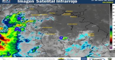 Inameh prevé para este sábado áreas nubladas y precipitaciones sobre varias zonas del país