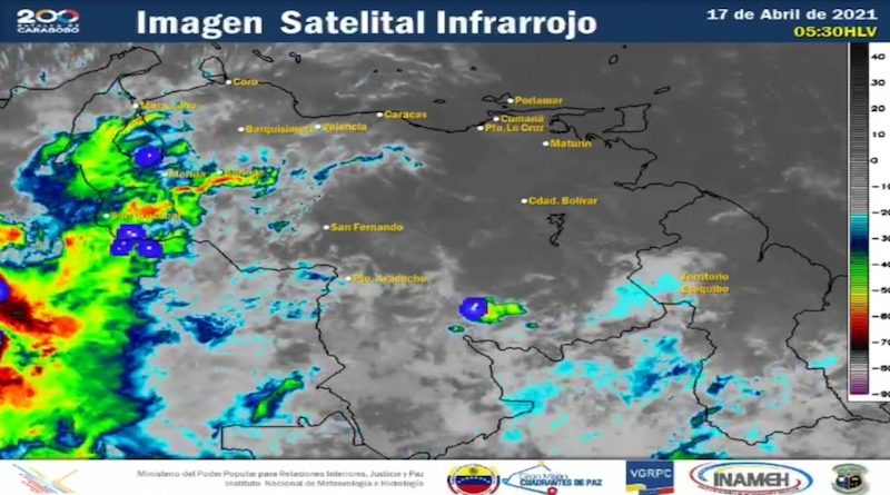 Inameh prevé para este sábado áreas nubladas y precipitaciones sobre varias zonas del país