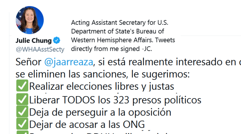PRUEBA SERÁ ENVIADA AL CPI | Funcionaria de EE.UU. reconoce que “sanciones” a Venezuela son para que se obedezcan sus órdenes y no por violación de DD.HH.