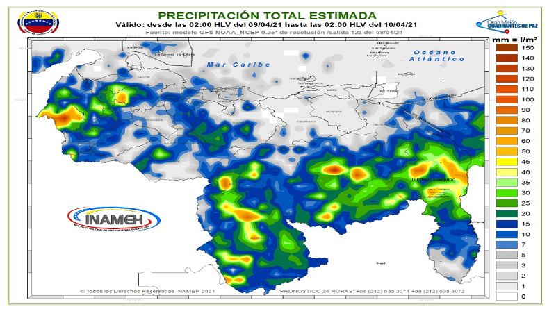 Abundante nubosidad y precipitaciones de intensidad variable en algunos estados del país