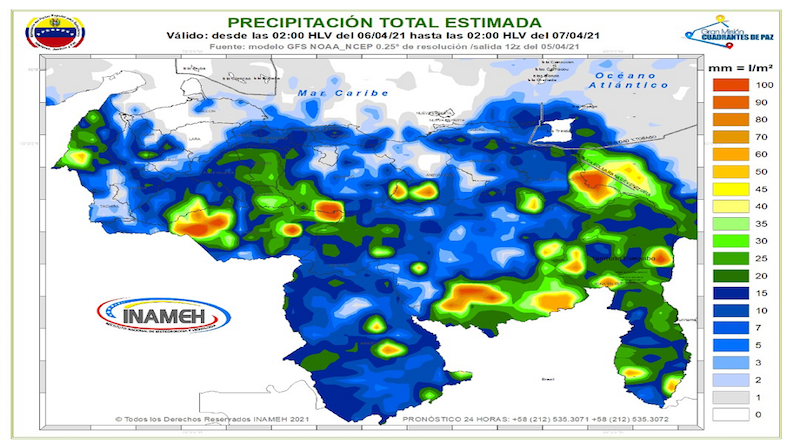 Nubosidad, precipitaciones y algunas descargas eléctricas predominarán este martes en gran parte del país