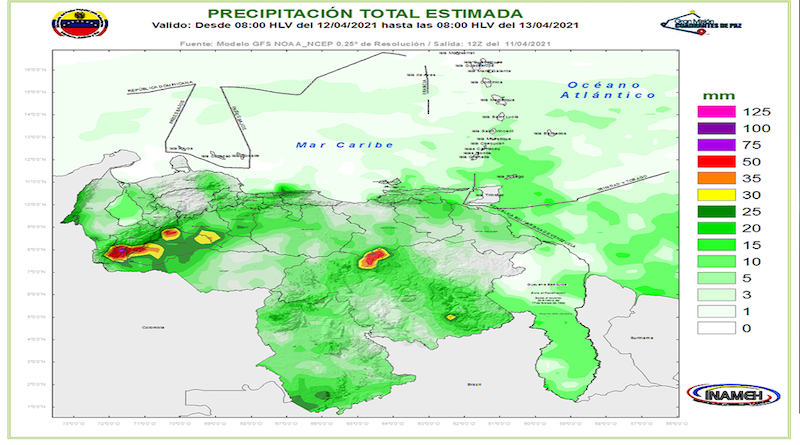 Este lunes se esperan precipitaciones de intensidad variable en varios estados del país