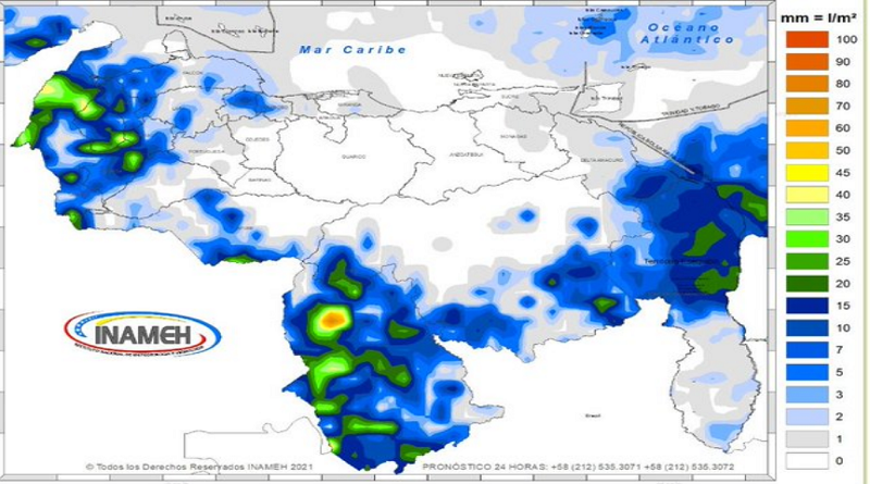 Nubosidad y lluvias dispersas prevé Inameh para este sábado en gran parte del territorio nacional