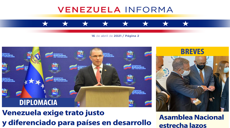 Edicióin número 4 del boletín semanal Venezuela Informa aborda tema de vacunas contra la COVID-19 en el mundo y solidaridad con países hermanos y