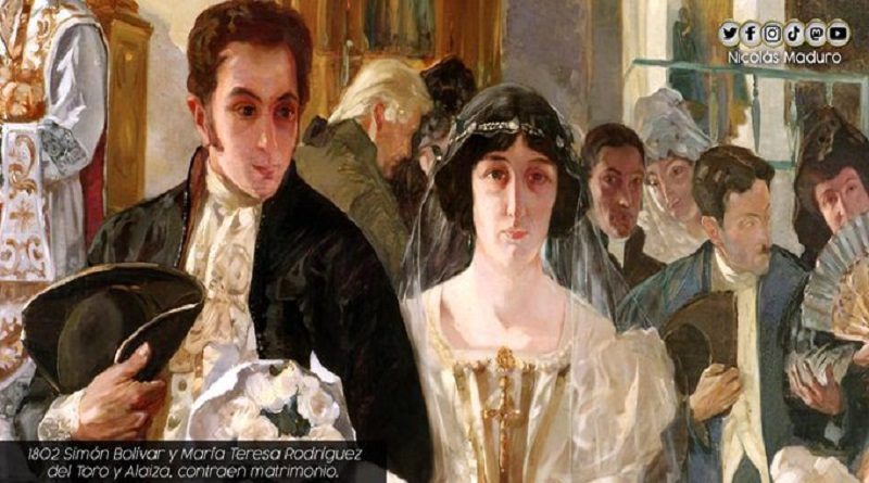 Venezuela recuerda los 219 años en la que el Padre de la Patria, Simón Bolívar, contrajo matrimonio con su amada María Teresa Rodríguez del Toro y Alayza