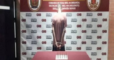 GNB detiene a un hombre por posesión ilícita de municiones de arma de fuego en Miranda