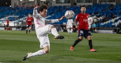 Real Madrid venció 2-0 al Osasuna y se mantiene colíder en la Liga española