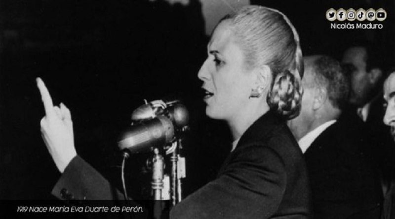 Pueblo venezolano recuerda nacimiento de Eva Perón, lideresa argentina se convirtió en canto de lucha para las mujeres y la clase obrera