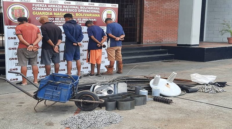 GNB capturó a cinco ciudadanos por hurto de material estratégico en Bolívar