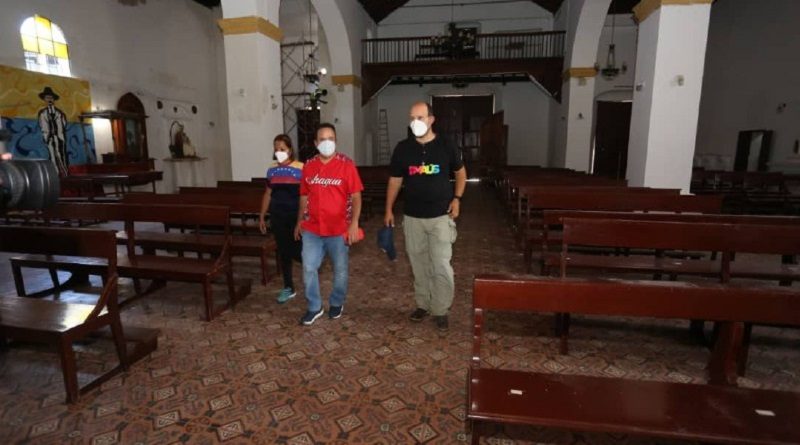 Avanzan trabajos de rehabilitación en la Iglesia San Mateo Apóstol en Aragua