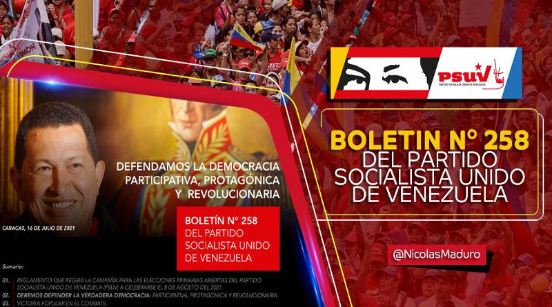 Boletín Nº 258 del PSUV llama a defender la Boletín Nº 258 del PSUV llama a defender la Democracia Participativa, Protagónica y Revolucionaria