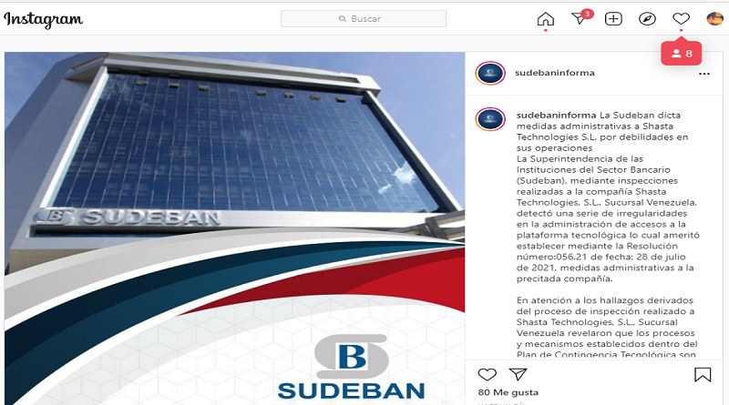 Sudeban dicta medidas administrativas a Shasta Technologies S.L. por debilidades en sus operaciones